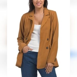 BCBGeneration Oversized Double-Breasted Luxe Weave Blazer Jacket Cashew S NWT